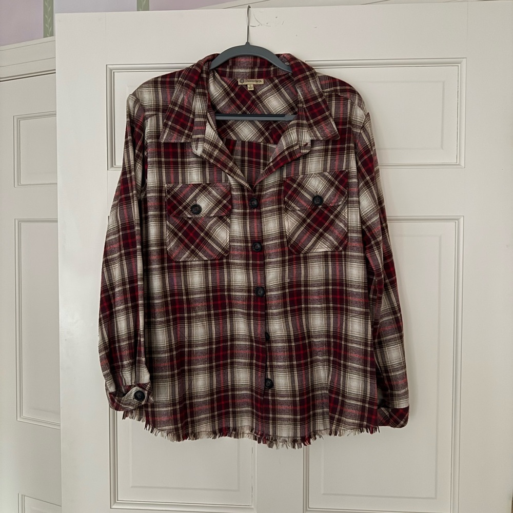Burgundy and Cream Flannel Button Down